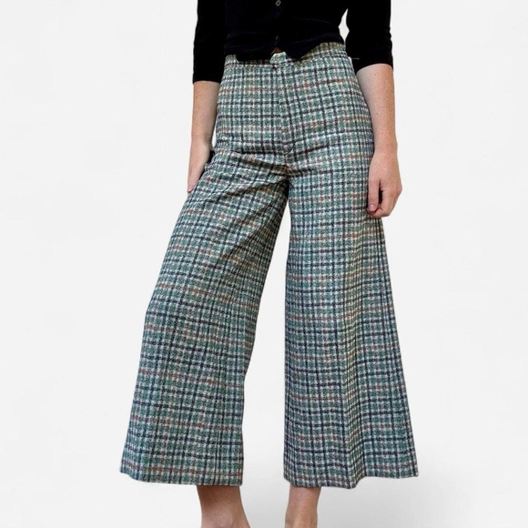 Isabel Marant green prince of wales checkered wide leg pants - Picture 3 of 8